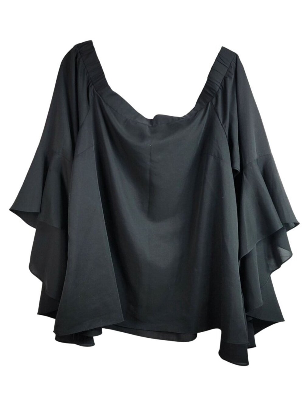 City Chic Off Shoulder Top Black Size 16 Ruffle Sleeves Cocktail Party Pullover